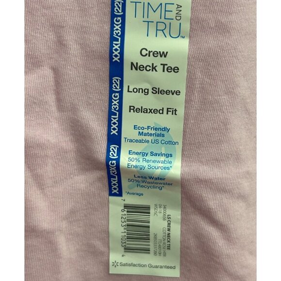 Time And Tru NWT Womens Pink Crew Neck Long Sleeve Tee Relaxed Fit Size 3X - Picture 4 of 8